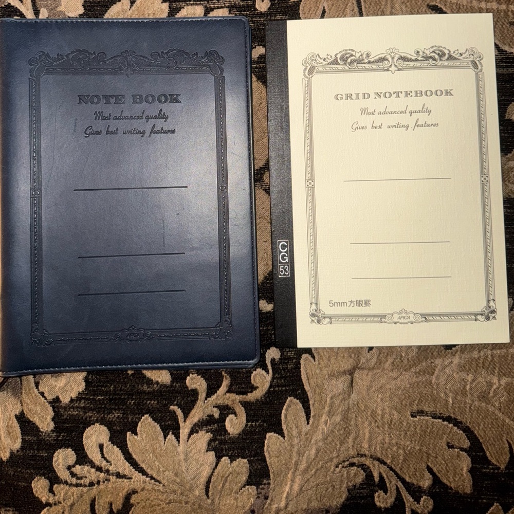 Dark Navy Blue APICA Notebook Cover and APICA Cream Notebook w/Measurements